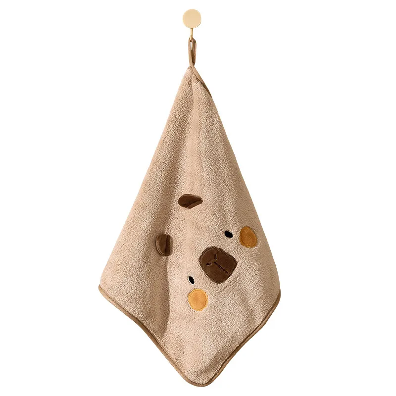 Cute Capybara Kids Face Towel – Absorbent Quick-Dry Coral Fleece Washcloth for Bath and Hair Drying, Soft Fluffy Bath Towel for Boys and Girls, Home Use Baby Facial Cloth for Daily Skincare